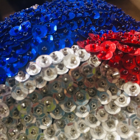 Vintage 90s Full Sequin Texas Flag Glam Baseball Cap Hat - Picture 7 of 8